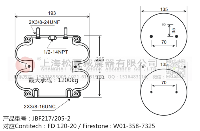 JBF217/205-2橡膠<a href='http://www.zj17tou.cn/' target='_blank'><u>空氣彈簧</u></a>