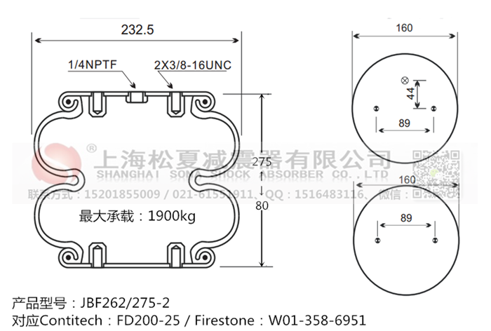 JBF262/275-2橡膠<a href='http://www.zj17tou.cn/' target='_blank'><u>空氣彈簧</u></a>