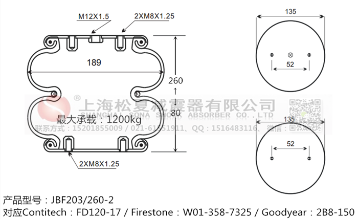 JBF203/260-2橡膠<a href='http://www.zj17tou.cn/' target='_blank'><u>空氣彈簧</u></a>